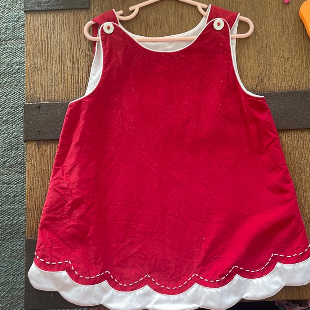 Red Sleeveless Dress with Scalloped Hem